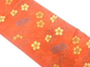 ヱ霞に花模様織り出し　袋帯